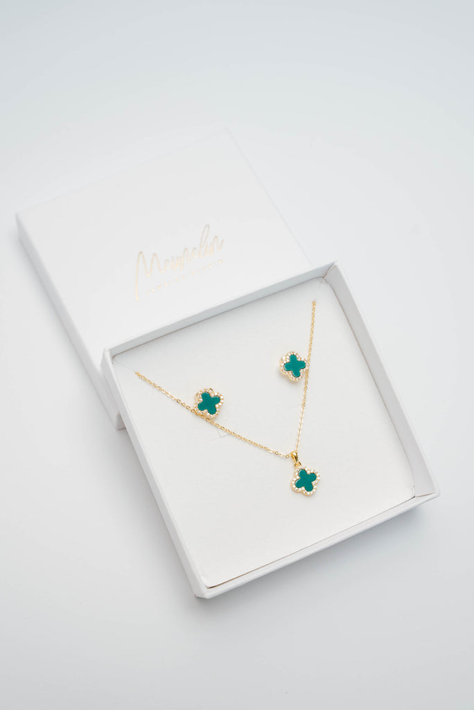 CLOVER GREEN mini nagliņas gold