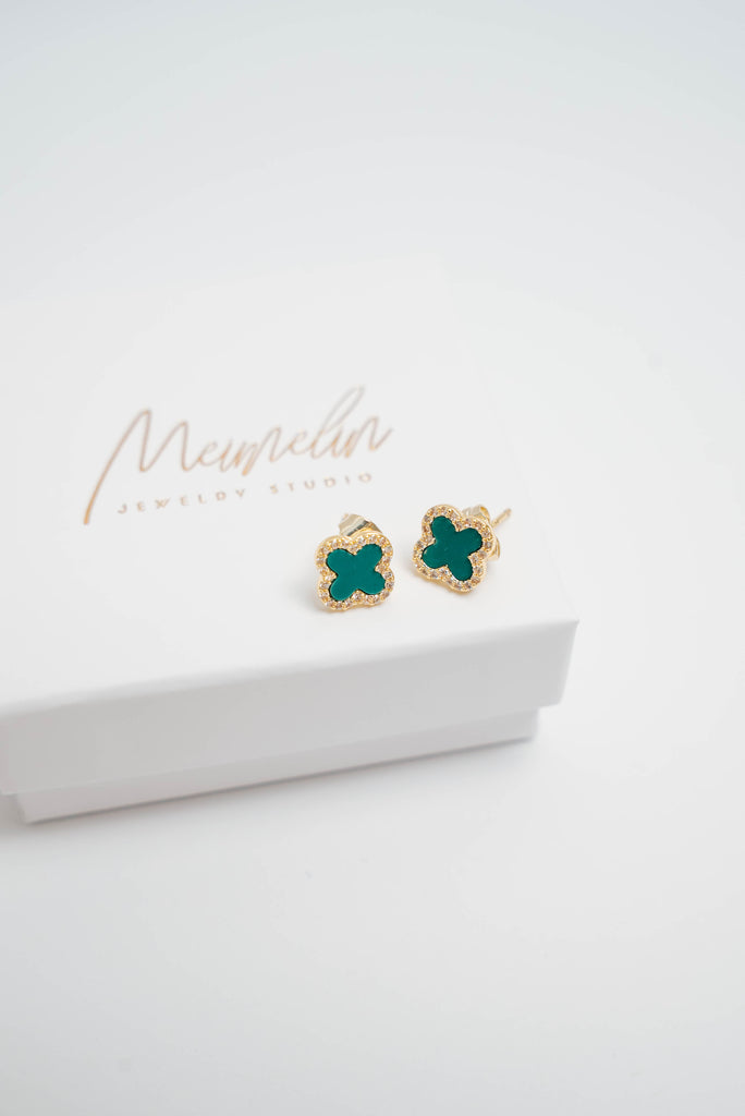 CLOVER GREEN mini nagliņas gold
