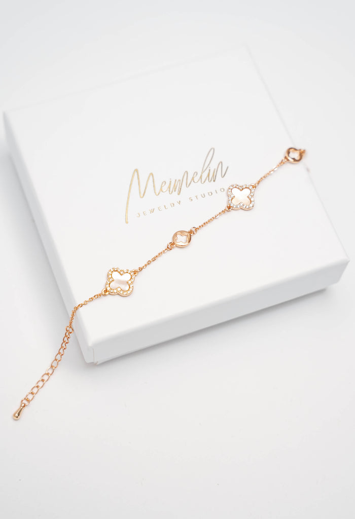 CLOVER WHITE rose gold smalkā aproce