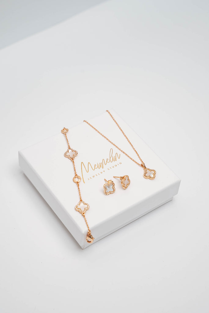 CLOVER WHITE rose gold smalkā aproce