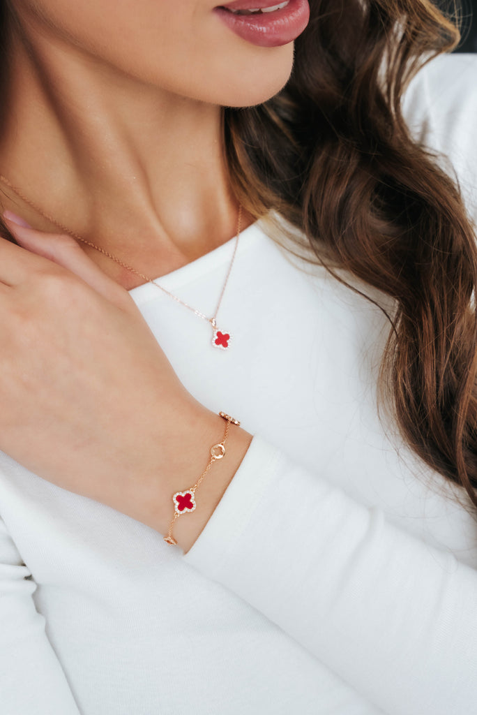 CLOVER RED Rose Gold kaklarota