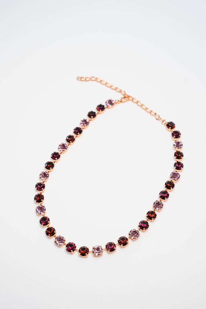 Rudens toņu Kristālu kaklarota Rose gold