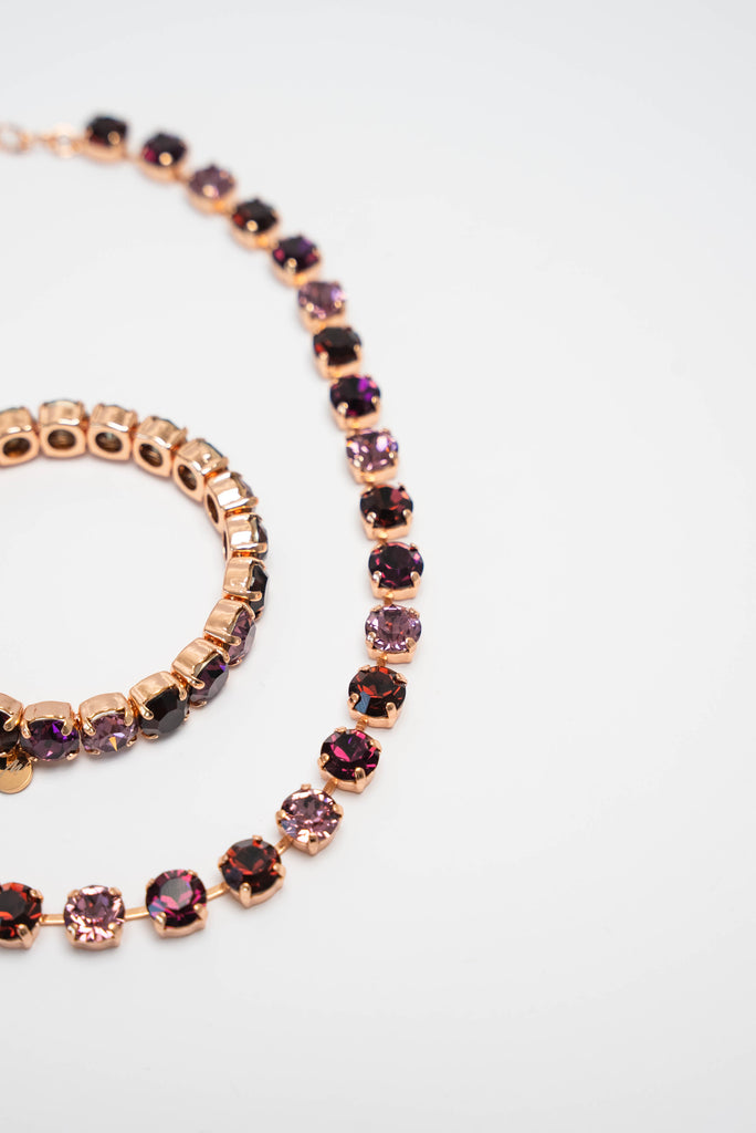 Rudens toņu Kristālu kaklarota Rose gold