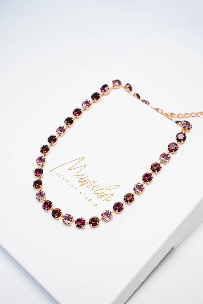 Rudens toņu Kristālu kaklarota Rose gold