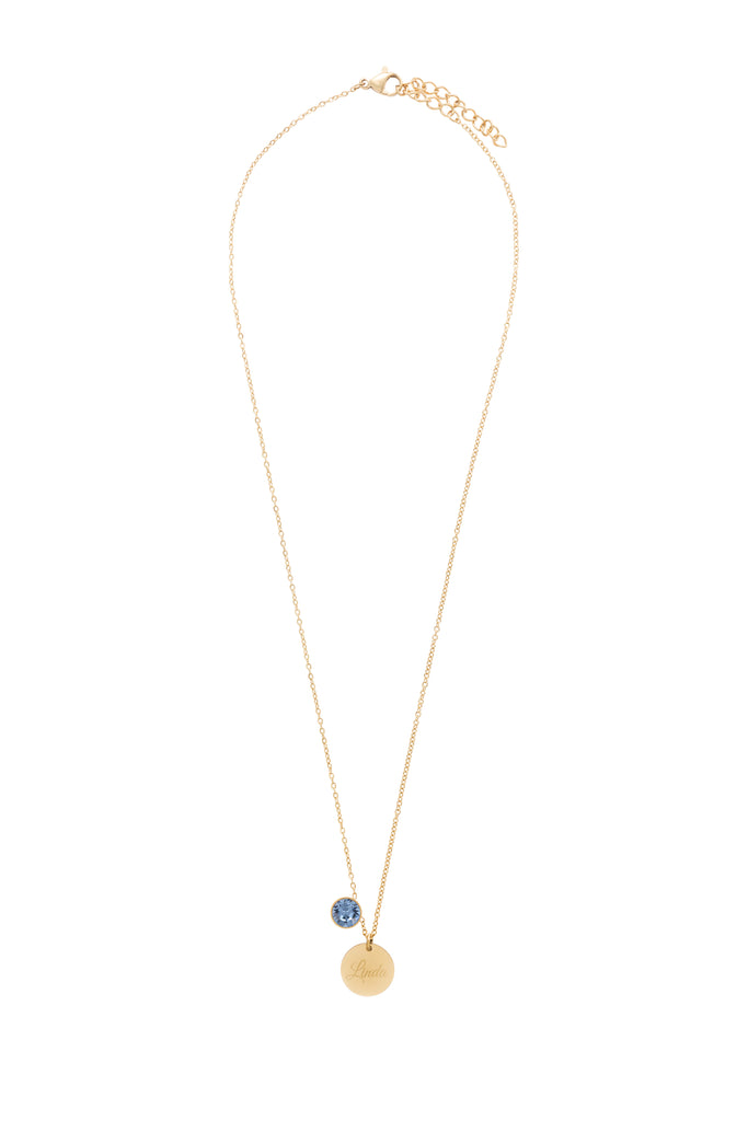 SW Elemets kristāla ķēdīte "Sapphire" ar gravējumu