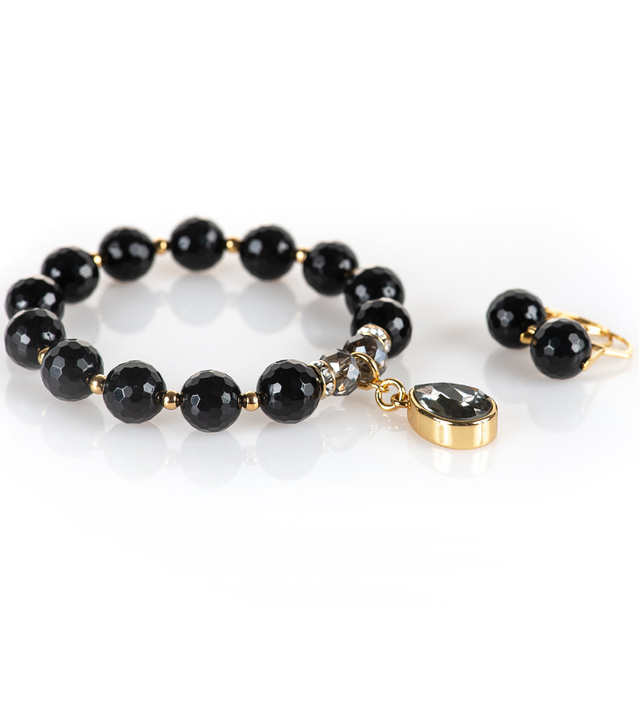 Oniksa komplekts BLACK - Meimelin rotas ar Swarovski kristāliem