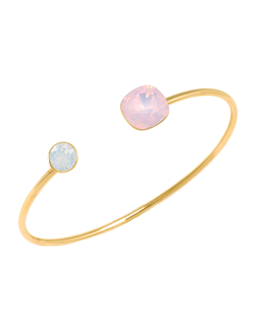 Rose Water Opal/ White Opal nerūsējošā tērauda aproce ZELTA - Meimelin rotas ar Swarovski kristāliem